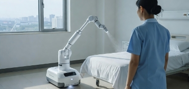 Robô de IA do NTUH higieniza salas hospitalares em Taiwan